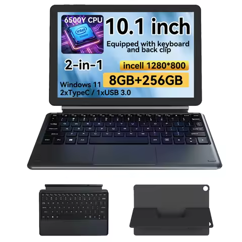 2-in-1 10.1 Inch Tablet Laptop Intel 6500Y 8GB+256GB SSD 1280*800 350Nits Windows 11 Type-C USB3.0 m