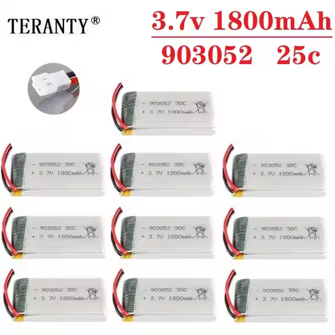 1/2/5/10PCS 3.7v 1800mAh Rechargeable Battery for SYMA X5SW X5 X5S X5C M18 H5P KY601S 903052 3.7v Li
