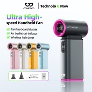 GOOJODOQ 4 dalam 1 Kipas Mini Pegang Tangan 6000mAh Kipas Jet Mini Mudah Alih Kipas Berkelajuan Ultr