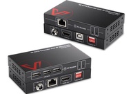 4K HDMI USB KVM Extender TCP/IP Over Single Cat5e/6/6a/7 up to 120M(390ft), 1080P@120Hz, Plug & Play