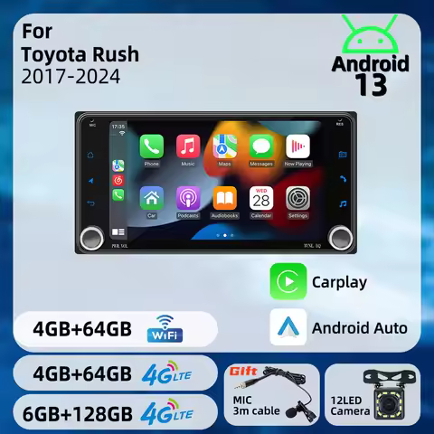 2 Din Head Unit Radio for Toyota Rush 2017-2024 Wireless Carplay Android Auto Android Car Multimedia
