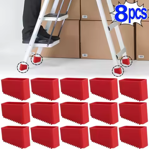 8/1PCS Non-slip TPR Ladder Pads Step Ladder Feet Covers Replaceable Household Ladder Leg Covers Red 
