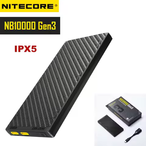 NITECORE NB10000 Gen3 Ultra Lightweight Carbon Fiber Power Bank 10000mAh Mobile Powerbank Dual USB-C
