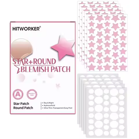 380 pcs hydrogel patch covering defects, pink star and transparent round patch combination, can be u