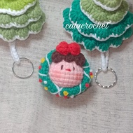 Mochi Baby Keychains With handmade Wool Wreath Christmas, As A Lovely Decoration Gift (Real Photo Taken By shop)