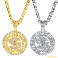 Autumnan1 Gold Silver Plated Chain for Men for w Dollar Sign Pendant Necklace Dollar Neck