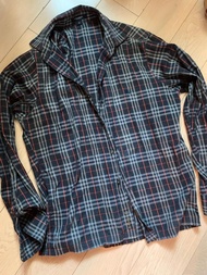 二手正貨Burberry London checked shirt 經典藍色格仔恤衫 反領恤 shirt sweatshirt fleece  jacket 成人細碼 size S （實際大小請看以下