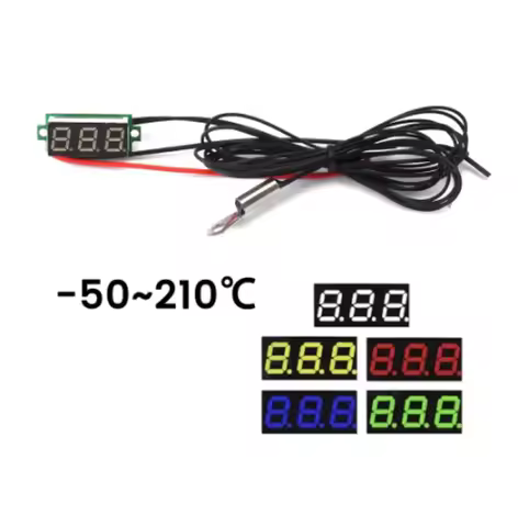 0.28" LED Digital Thermometer NTC Waterproof Probe -50~210 °C/-58~410°F DC4~28V with 1m 100K NTC Sen