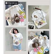 White labubu T-SHIRT with the image of 7 cute guys
