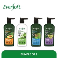 EVERSOFT Organic Shampoo 480ml x 2 - Avocado/Aloe Vera/Olive Oil/Matcha/Yuzu