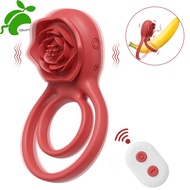 JLD Rose Toy Cockring Vibrator for Men and Woman Wireless Remote Control Penis Rings Delay Ejaculation Sex Toys for Male Cock Rings