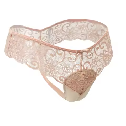 Crossdresser Underwear Men’s Lace Low Rise Tucking Thong Hiding Gaff Panty Conceal Bulge Feminine T-