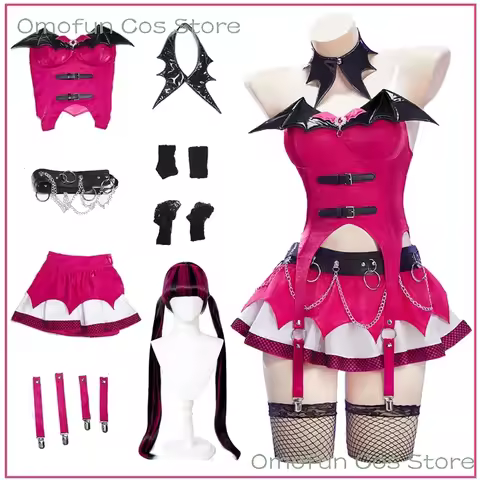 s,3'g\7;Original Monster Vampire Dracula Cosplay Pink Skirt Dress Girls Clothes Costume Halloween Pa