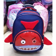 Preschool Trolley Push Backpack Boys Avengers Sateen Korean School Bag J6H9 Contemporary Quality Be Trolley Push Bag Kindergarten/Paud 3Res Animal Gemez Import 12" - Baby Shark 12"