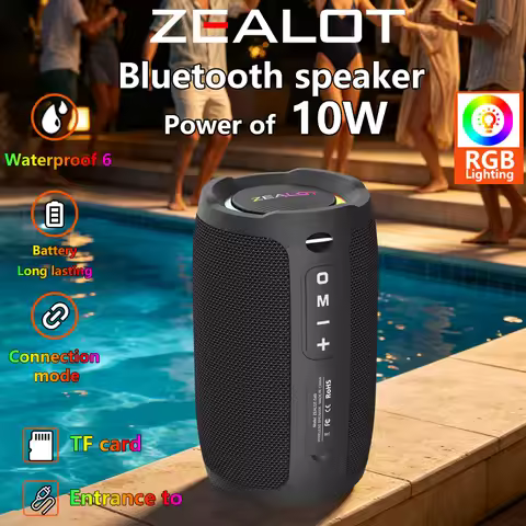 ZEALOT-S49 Portable Bluetooth Speaker 360 Stereo Sound 20W IPX6 Waterproof Wireless Bluetooth 5.2 Ou