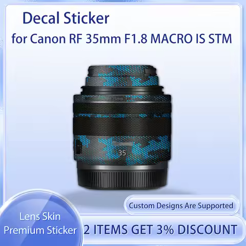 RF35f1.8 Decal Skin for Canon RF 35mm F1.8 MACRO IS STM Lens Skin Decal RF 35f1.8 Protective Film Co