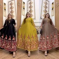 Gamis Hindi Embroidery Sultan Magdalena Twill Premium Luxury Women's Dress Jubah Muslimah