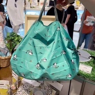 日本 Shupatto X PEANUTS 史路比 SNOOPY LIFE＆TIMES限定 綠色尼龍布 可摺疊 手挽袋