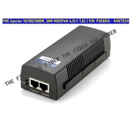 POE Injector 10/100/1000M, 30W MIDSPAN 4,5(+) 7,8(-) P/N: PSE801G