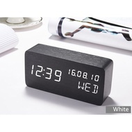 Jam Weker Alarm Motif Kayu Digital Voice Control BLACK Termurah Promo bisa COD jam alarm jam meja ja