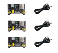Excelity 3pcs 3.3V/5V Power Supply Module for MB102 Breadboard Kit with USB to 5.5 * 2.1mm Cord