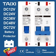 DC 12V 24V 48V 36V 72V MCB Battery Car Protector Mini Circuit Breaker DZ47 Positive And Negative Pol