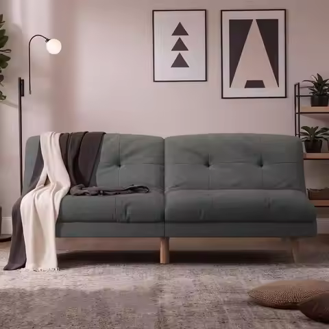 Convertible Futon Sofa Bed Futon Couch with Adjustable Back Upholstered Sleeper Sofa Bed for Living 