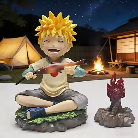 Naruto GK Eating Fish Naruto Spiral Naruto Scene Handmade Model Desktop Ornament Obito Anime Gift