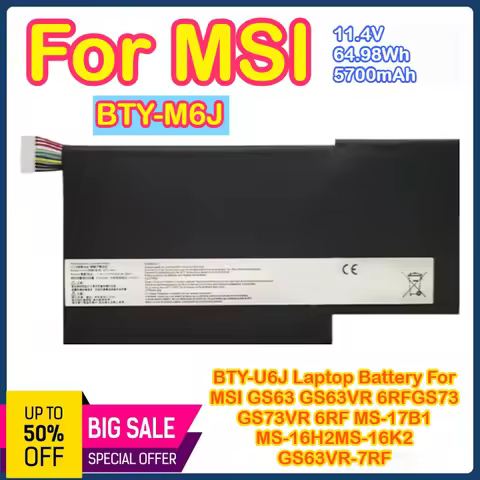 BTY-M6J Laptop Battery For MSI GS63VR GS73VR 6RF-001US BP-16K1-31 9N793J200 Tablet PC MS-17B1 16K2