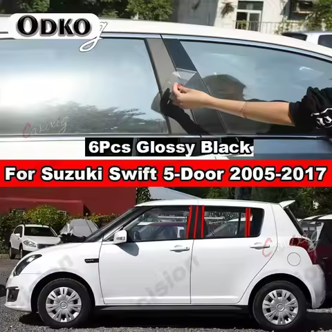 Glossy Black Carbon Fiber Car Window Door Column BC Pillar Post Cover Trim PC Material Sticker For S