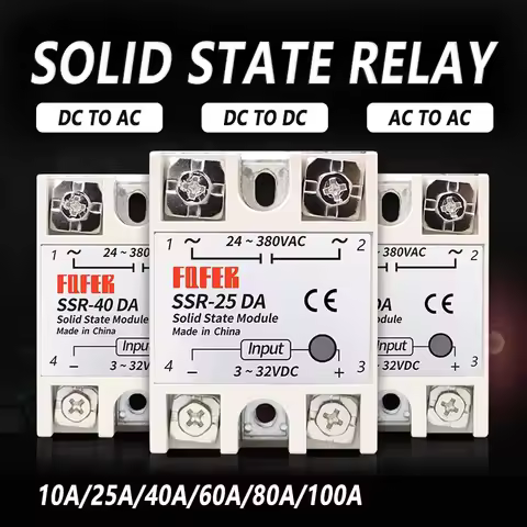 10A SSR 25A Solid State Relay 40A Output 3-32VDC 24-480VAC 220V Single Phase DC TO AC 40A Relay SSR 
