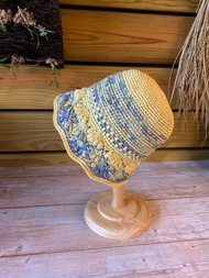 手工編織漁夫帽子-夏/日本材質/輕便漁夫帽。潑墨色彩遮陽帽
