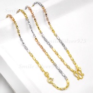 สร้อยคอชุบ3กษัตริย์ ลายถังSS + ปล้องอ้อยตัดกระจก ขนาด2 mm.