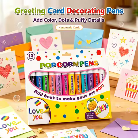 Magic Popcorn Pen Set DIY Artwork Drawing Art Effect Bubble Popcorn Drawing Pen 3D Puffy Embellish D