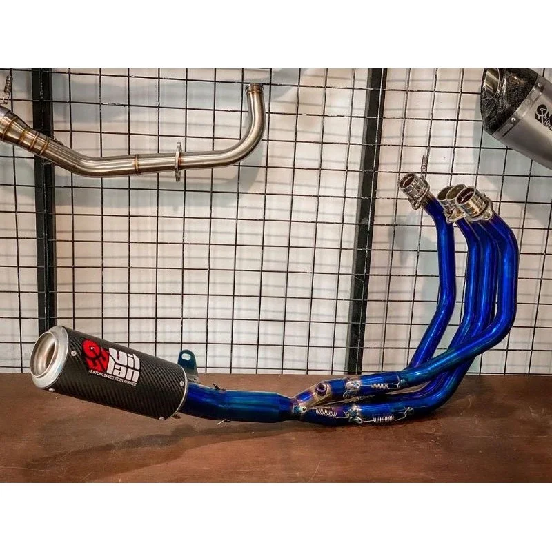 Knalpot Villan Z2 Full Carbon Header Blue Ninja ZX25R 4Cyclinder