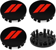 4 Pieces New Custom 64mm 2.5" Black with Red // Stripe Car Car Plastic Wheel Hub Center Caps Cover F
