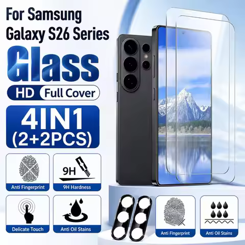 2+2PCS Tempered Glass For Samsung Galaxy S26 Ultra S26+ S26 Camera Lens Screen Protector For Samsung