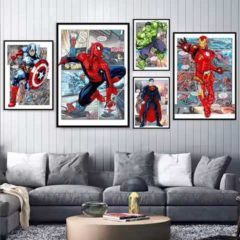 1PC frameless canvas paintings,Canvas Painting Canvas Painting Marvel Superhero Wall Art Posters Spi