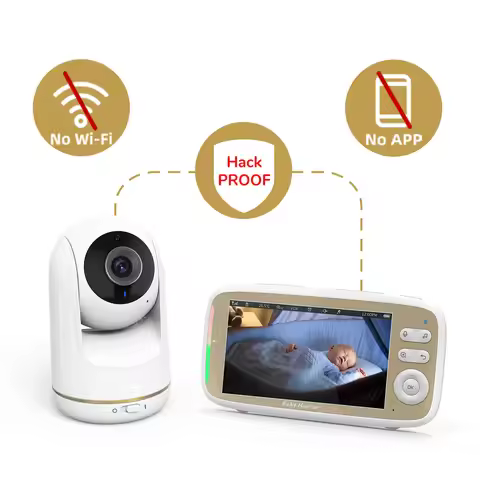 5Inch IPS Screen 720P Wireless PTZ Intercom Baby Monitor Temperature Monitoring Lullaby Nanny Cam VO