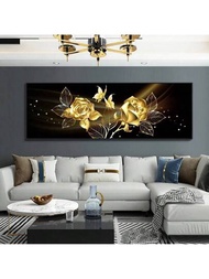 1件黑金玫瑰無框畫芯,防水畫布,輕奢風格客廳裝飾畫,黑色臥室掛畫