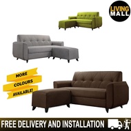 Living Mall Murray 3 Seater Fabric Sofa with Ottoman In Grey, Brown And Green