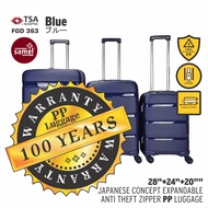 SAMEL 3 IN 1 SET FGD 363 JAPANESES CONCEPT EXPANDABLE ANTI THEFT ZIPPER PP LUGGAGE 20" 24" 28"