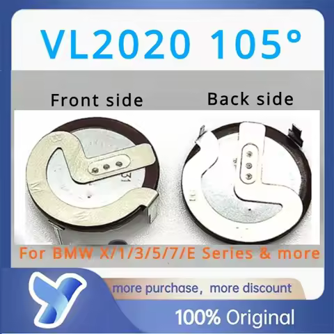1-5pcs VL2020 BMW Car Key Battery Capacitor New VL2020 2020 with Legs 105 Degrees