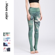 สต๊อกพร้อมส่ง) Yoga Pants Womens High Waist Trainer Sports Leggings Long Tights Floral Push Up Runni