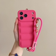 Down Jacket Phone Case with Wrist Strap 2-in-1 for Samsung A07 A06 A05 A05S A04 A04E A14 A15 A16 A17