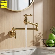【In stock】Rosa Mall Pot Filler Tap Wall Mounted Foldable Brushed Gold Kitchen Faucet Single Cold  Si