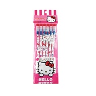 Sanrio Hello Kitty 6 In 1 HB Pencil With Eraser On Top Set - Pink Colour