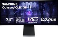 Samsung 34' Odyssey G85SD Series QD-OLED Ultra WQHD Curved Gaming Monitor, 175Hz, 0.03ms, DisplayHDR