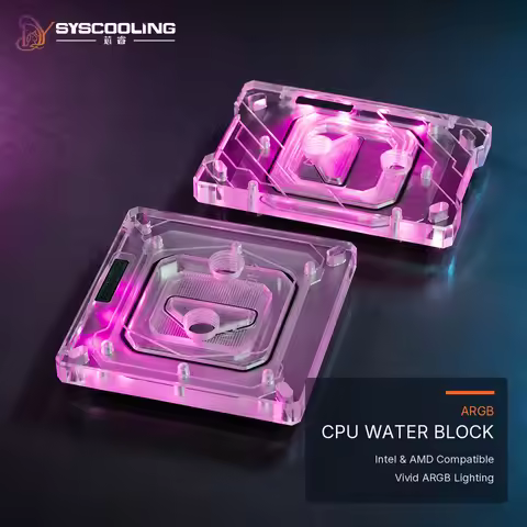 Syscooling CPU Water Cooling Block For AMD Ryzen 3 5 7 9 INTEL LGA1200 1700 ARGB lighting Synchronou