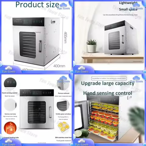 12-Layer Commercial Food Dehydrator for Home Use Stainless Steel Fruit Vegetable Meat Drying Machine